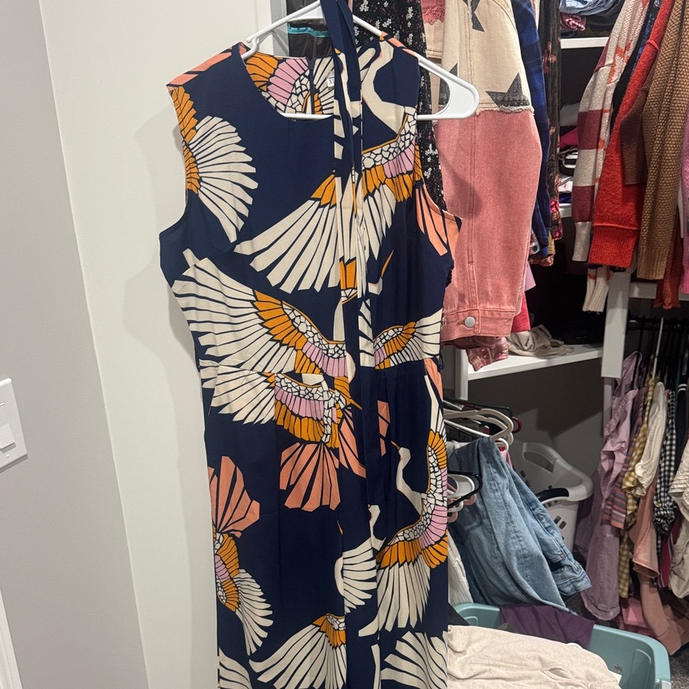 SHEIN Navy Maxi Dress with Bird Print